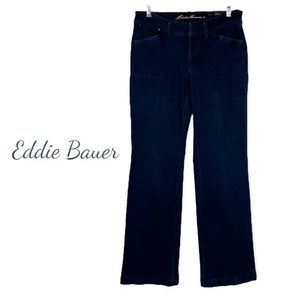 Eddie Bauer Curvy Trouser Cut Dark Blue Wash Mid Rise Jeans NWOT